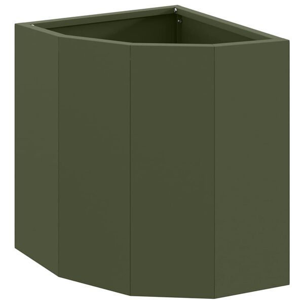 vidaXL Vaso d'angolo Oliver verde 30 x 30 x 35 cm Acciaio