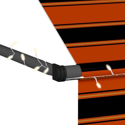 vidaXL Tenda da Sole Retrattile Manuale LED 350 cm Arancione e Marrone