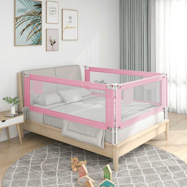 vidaXL Sponda Letto di Sicurezza per Bambini Rosa 150x25 cm Tessuto