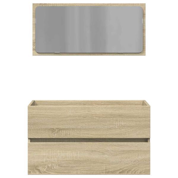 vidaXL Mobile da Bagno con Specchio Rovere Sonoma 80x38,5x45 cm