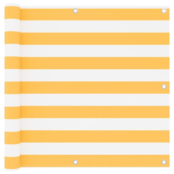 vidaXL Paravento da Balcone Bianco e Giallo 90x300 cm Tessuto Oxford
