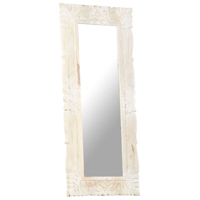 vidaXL Specchio Bianco 110x50 cm in Legno Massello di Mango