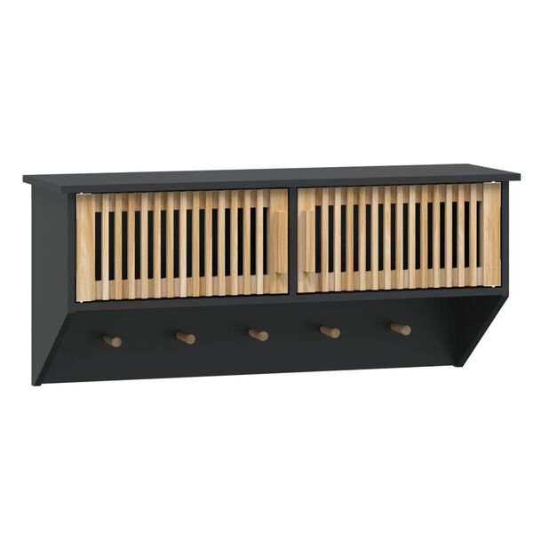 vidaXL Armadietto Parete con Ganci Nero 80x24x35,5cm Legno Multistrato