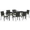 vidaXL Set da Pranzo per Giardino con cuscino 7 pcs Nero polyrattan