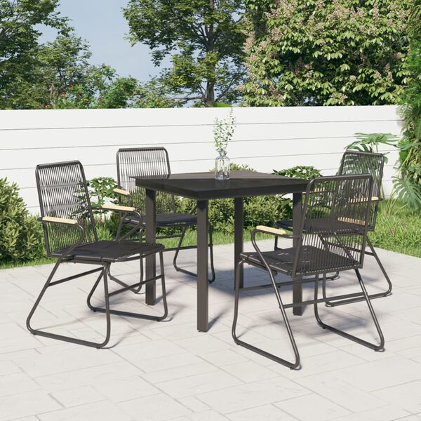 vidaXL Set da Pranzo da Giardino 5 pz Nero in Rattan PVC