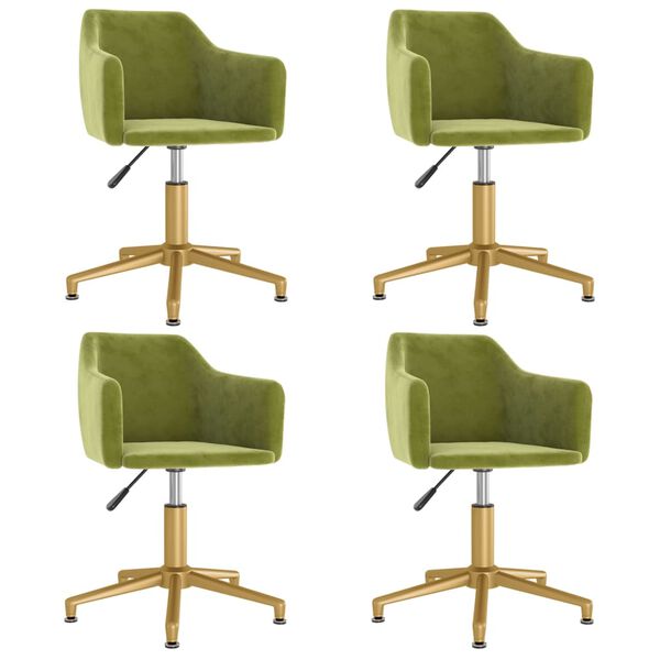 vidaXL Sedie da Pranzo Girevoli 4 pz Verde Chiaro in Velluto