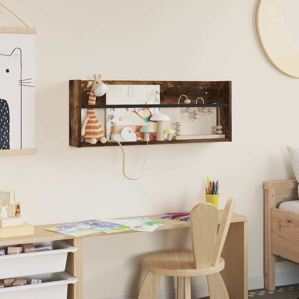 vidaXL Scaffale per riviste Rovere fum&eacute; 80 x 12 x 30 cm