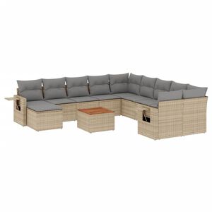 vidaXL Set Divani da Giardino 12 pz con Cuscini Beige in Polyrattan