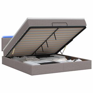 vidaXL Letto Ottomano con Materasso e LED Tortora 140 x 190 cm Tessuto