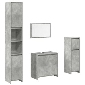 vidaXL Set Mobili da Bagno 4 pz Grigio Cemento in Legno Multistrato