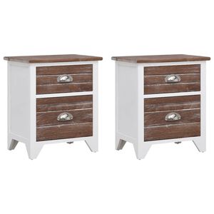 vidaXL Comodini Set 2 pz con 2 Cassetti Marrone e Bianco