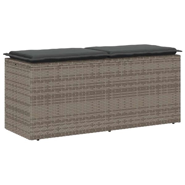 vidaXL Panca da Giardino con Cuscino Grigio 110x40x44 cm in Polyrattan