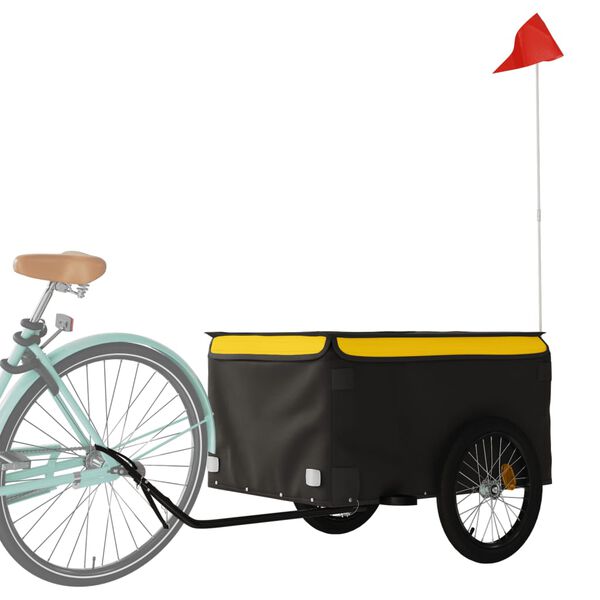 vidaXL Rimorchio da Bici Nero e Giallo 45 kg in Ferro