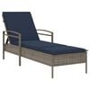 vidaXL Lettino Prendisole con Cuscino Grigio 63x200x81cm in Polyrattan