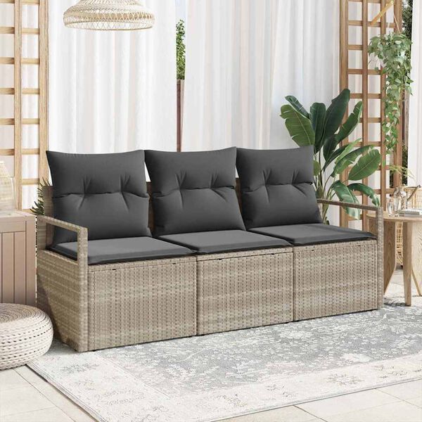vidaXL Set di divani 3 pcs Grigio chiaro polyrattan