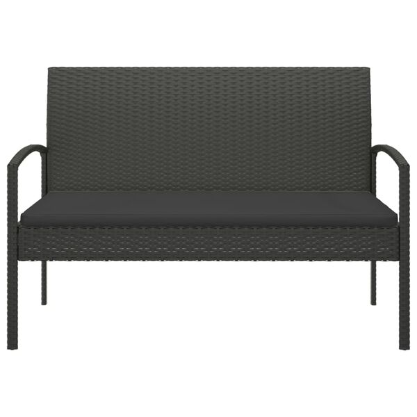 vidaXL Panca da Giardino con Cuscino Nera 105 cm in Polyrattan