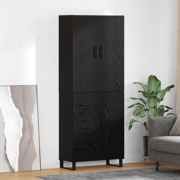 vidaXL Credenza con cassetto 2 pcs Rovere Nero 69,5 x 34 x 180 cm