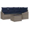 vidaXL Set Divano da Giardino 5 pcs Grigio e Blu Navy polyrattan