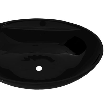 Lavandino per bagno in Ceramica nera ovale con Foro di trabocco