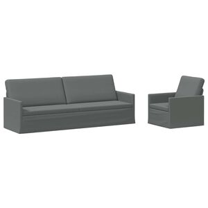 vidaXL Set di divani 2 pcs Grigio Scuro Tessuto