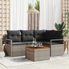 vidaXL Set Divano da Giardino con cuscino 5 pcs Grigio Poly Rattan