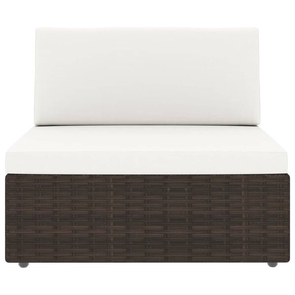 vidaXL Set Divani da Giardino 10 pz con Cuscini in Polyrattan Marrone