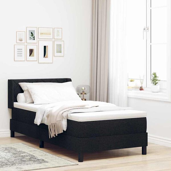 vidaXL Letto a molle con materasso Nero 200 x 100 cm Poliestere