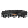 vidaXL Set di divani da esterno 11 pz Nero e Grigio scuro polyrattan