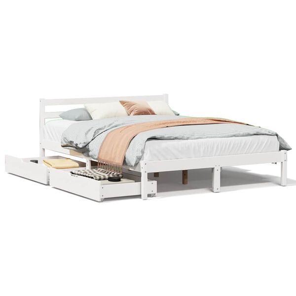 vidaXL Letto senza Materasso Bianco 140x200 cm Legno Massello di Pino