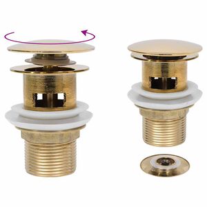 vidaXL Scarico a Pressione con Troppopieno Oro 6,4x6,4x9,1 cm