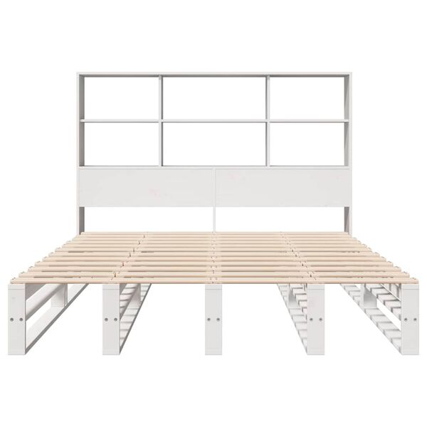 vidaXL Letto Libreria senza Materasso Bianco 140x190 cm Legno Massello
