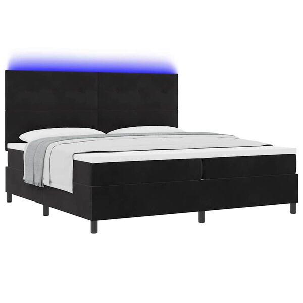 vidaXL Letto a Sorgente LED con materasso Nero 200 x 200 cm Tessuto