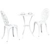 vidaXL Set Bistro da Giardino 3 pcs Bianco Alluminio