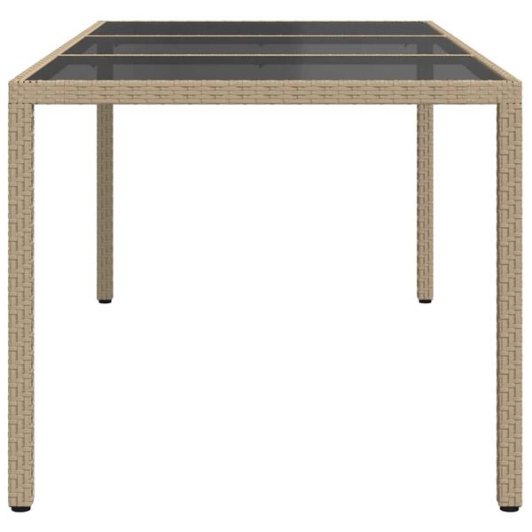 vidaXL Tavolo Giardino Beige 190x90x75 cm Vetro Temperato Polyrattan