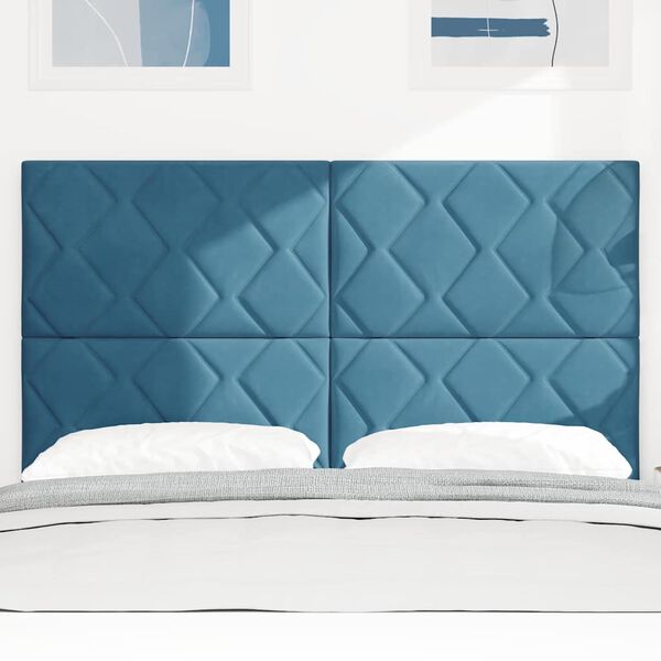 vidaXL Testiera con testiera Blu scuro 160 cm Velluto