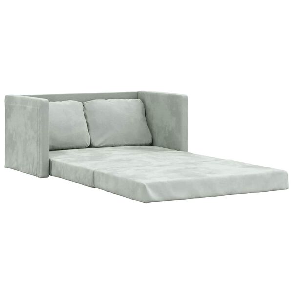vidaXL Divano Letto da Terra 2 in 1 Grigio Chiaro 122x204x55cm Velluto