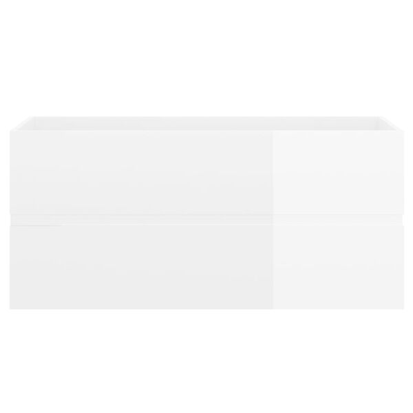 vidaXL Mobile Lavabo Bianco Lucido 100x38,5x45 cm in Legno Multistrato