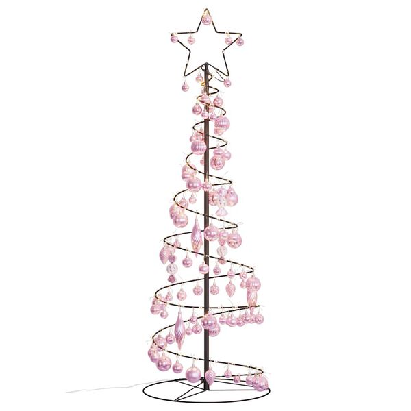 vidaXL Albero di Natale a LED con Palline 100 LED Bianco Caldo 150 cm