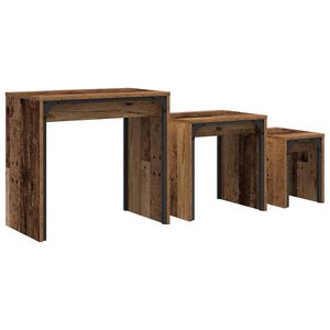 vidaXL Tavolino da salotto 3 pcs Legno vecchio Legno multistrato