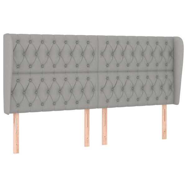 vidaXL Testiera ad Orecchio Grigio Chiaro 183x23x118/128 cm in Tessuto