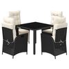 vidaXL Set da Pranzo da Giardino 5 pz Nero con Cuscini in Polyrattan