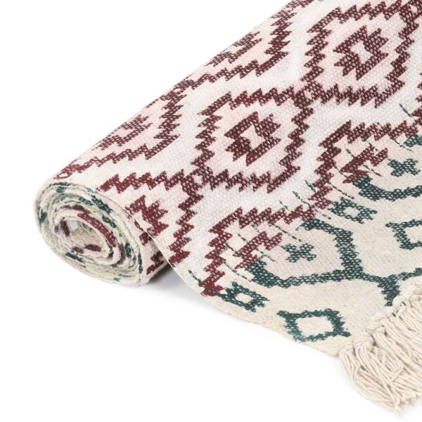 vidaXL Tappeto Kilim Tessuto a Mano in Cotone 120x180 cm Multicolore