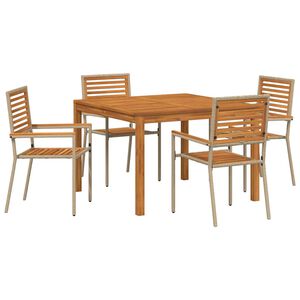 vidaXL Set da Pranzo per Giardino 5 pz Beige Legno di Acacia Massello
