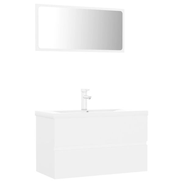 vidaXL Set Mobili da Bagno Bianco in Truciolato