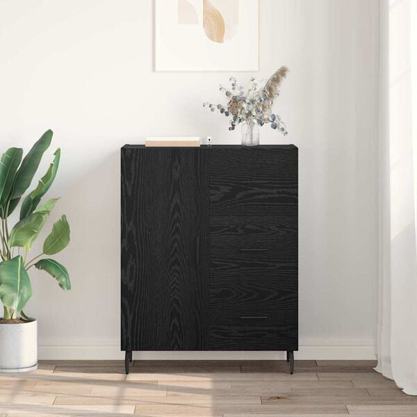 vidaXL Credenza con cassetto Rovere Nero 69,5 x 34 x 90 cm