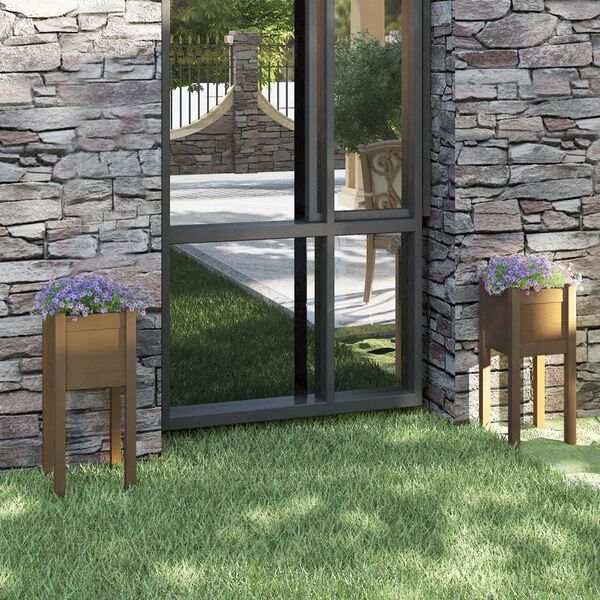 vidaXL Fioriere 2 pz Ambra 31x31x70 cm in Legno Massello di Pino