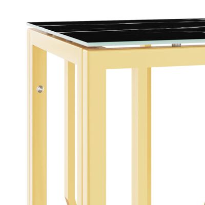 vidaXL Tavolino Consolle Oro 70x30x70 cm in Acciaio Inox e Vetro
