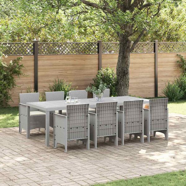 vidaXL Set da Pranzo per Giardino 9 pcs Bianco Rattan Polt