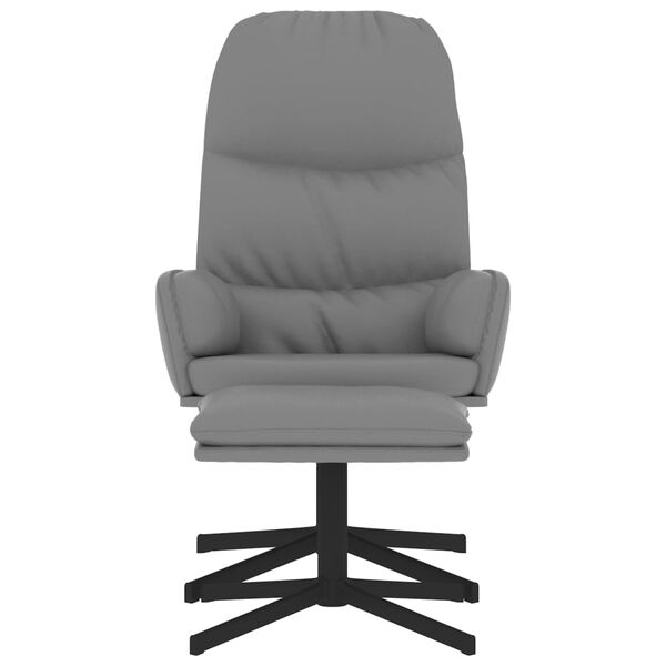 vidaXL Poltrona Rilassante con Sgabello Grigio in Similpelle