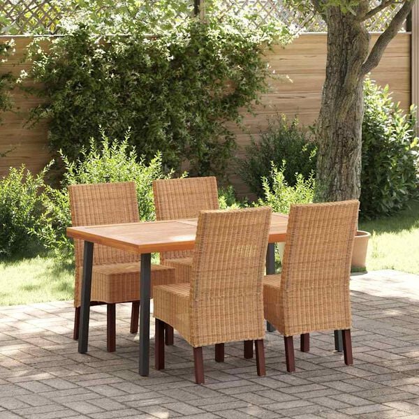 vidaXL Sedie da Pranzo 4 pz Marroni in Rattan Naturale